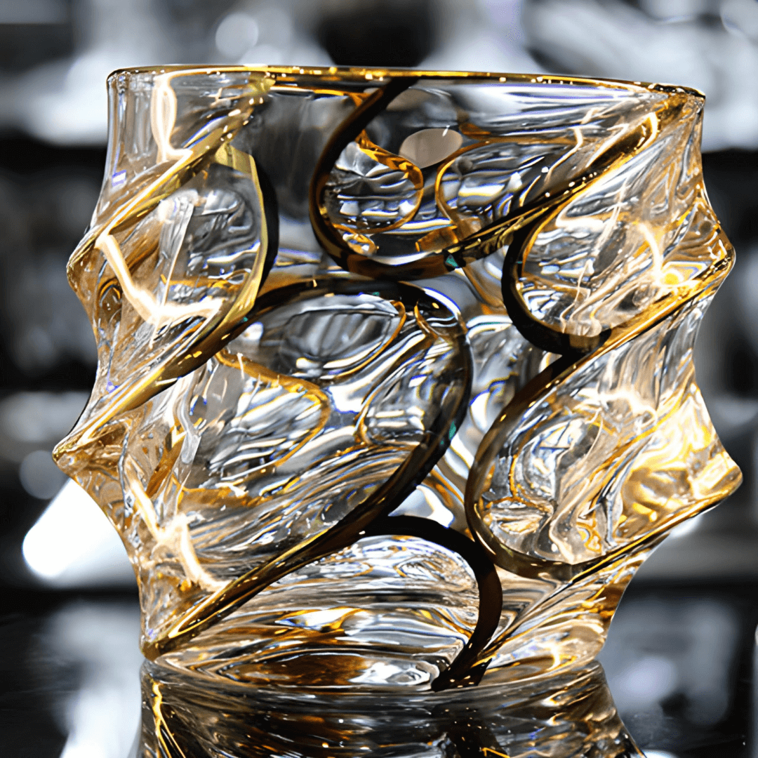 Gold Line Storm Japanese Crystal Whiskey Glass - Single