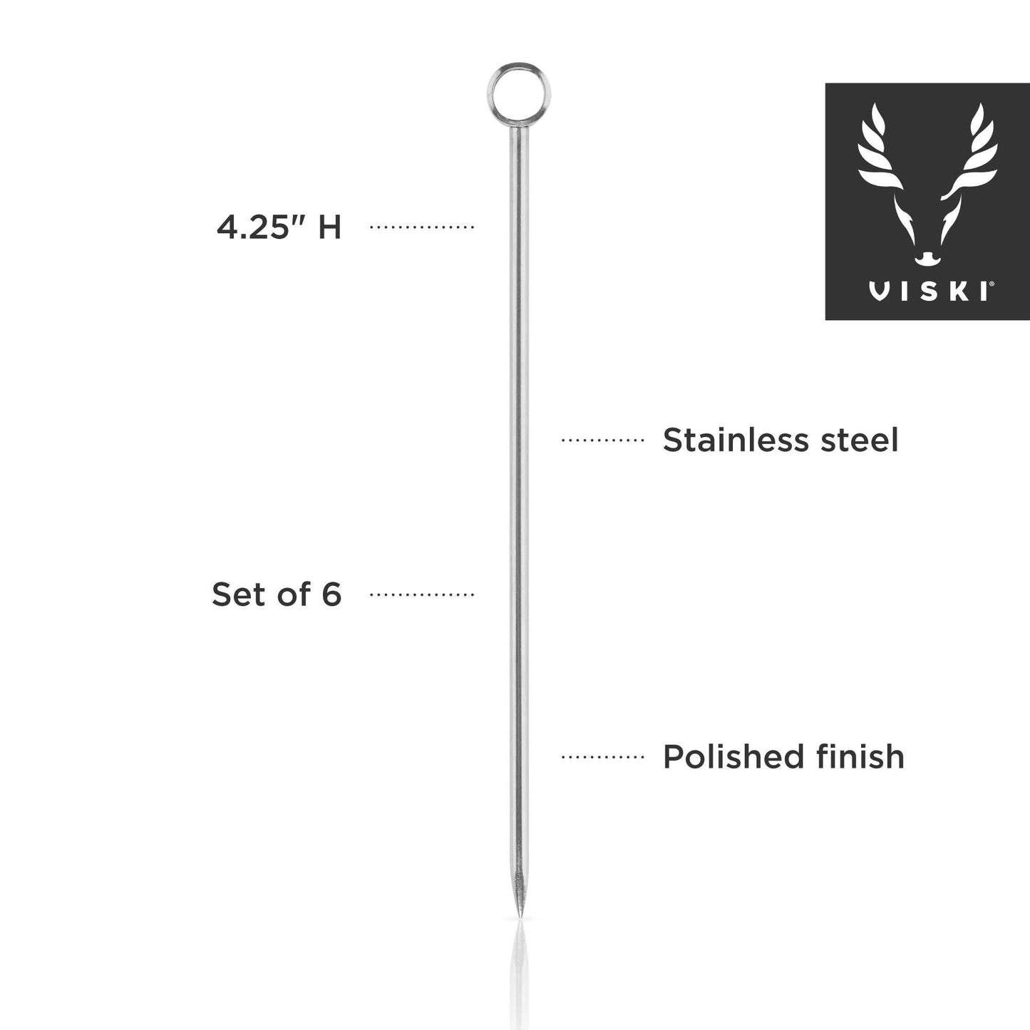 Harrison Reusable Stainless Steel Cocktail Picks Set of 6