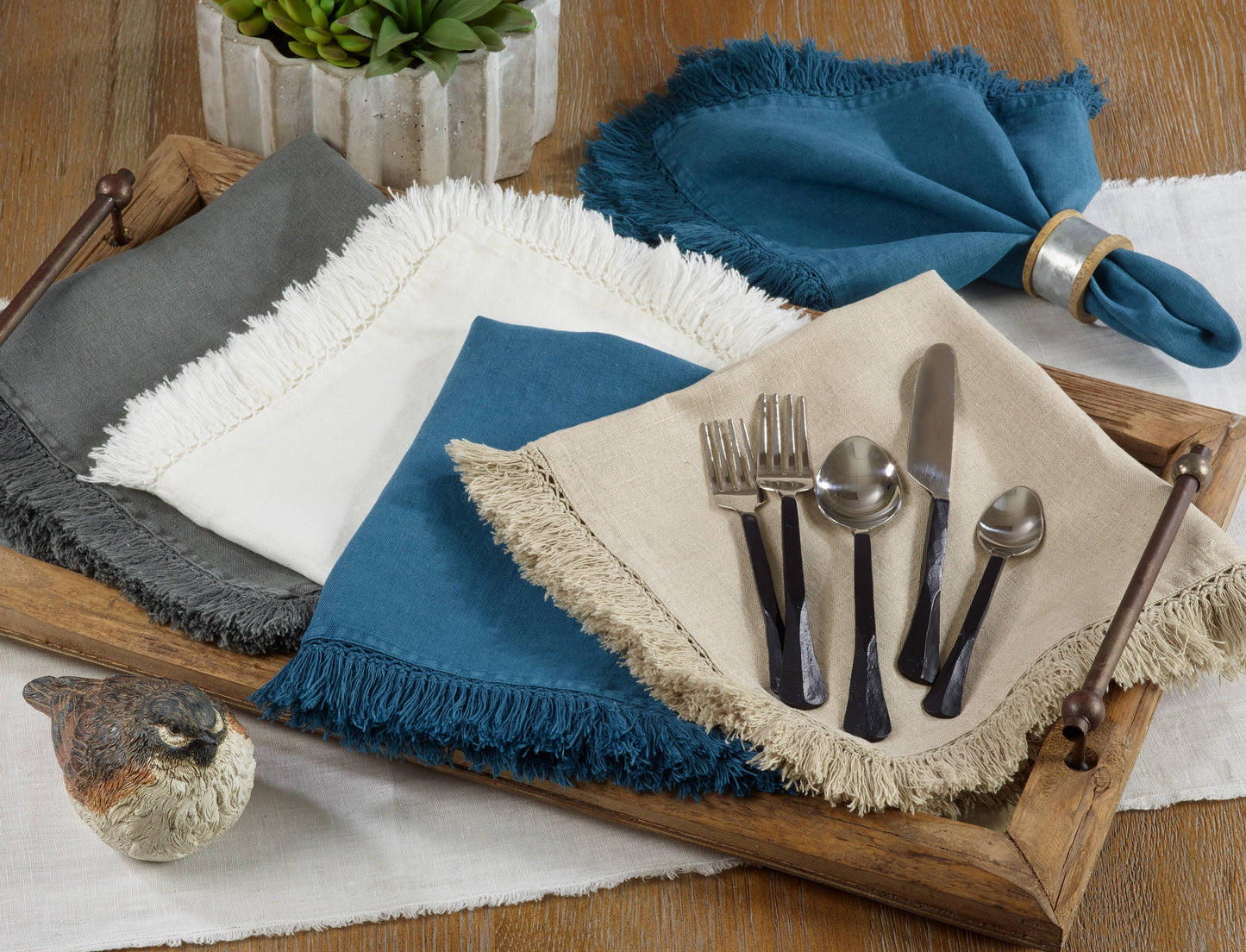 Stonewashed Fringe Napkin