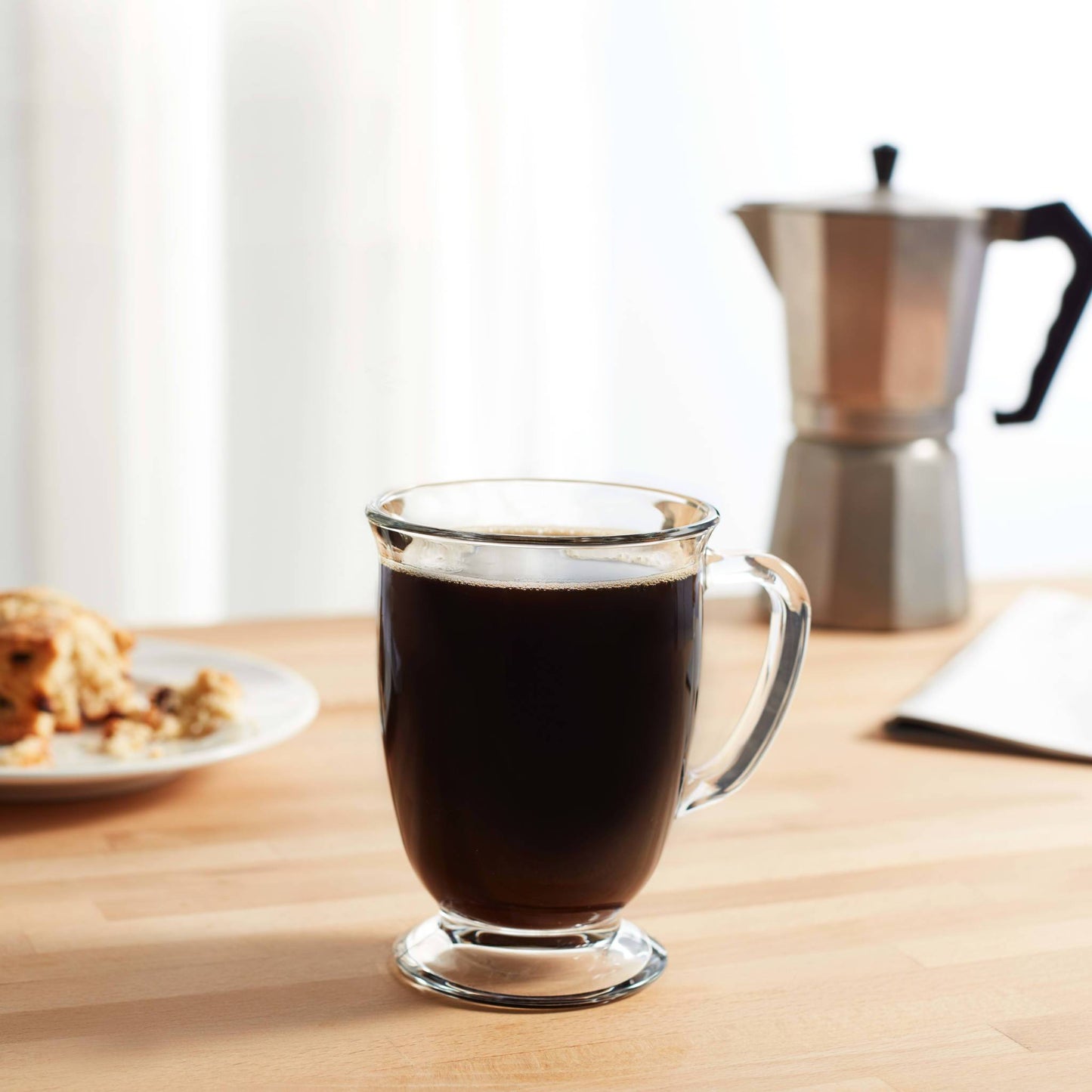 Kona Glass Coffee Mugs, 16-ounce