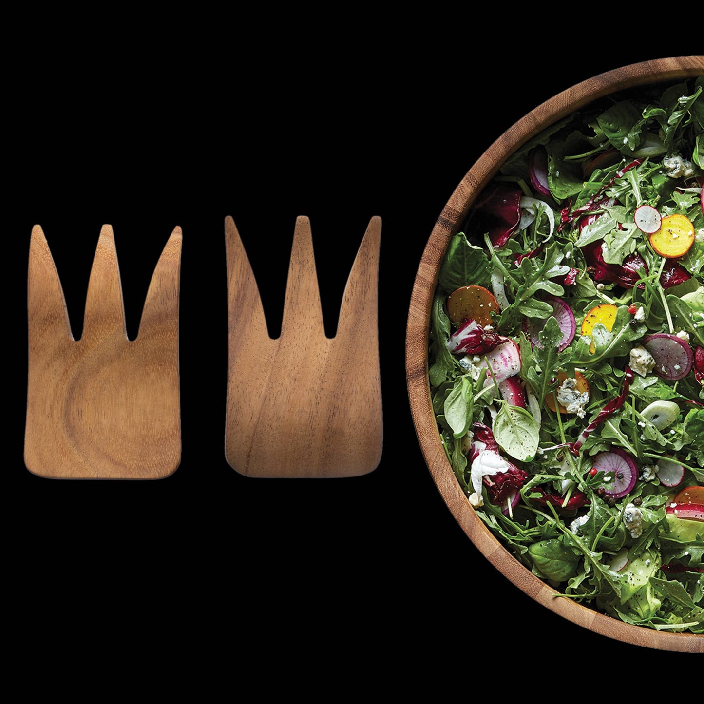 Ironwood Bear Claw Salad Servers,Acacia, Set 2,1.5"x3.75"x6"