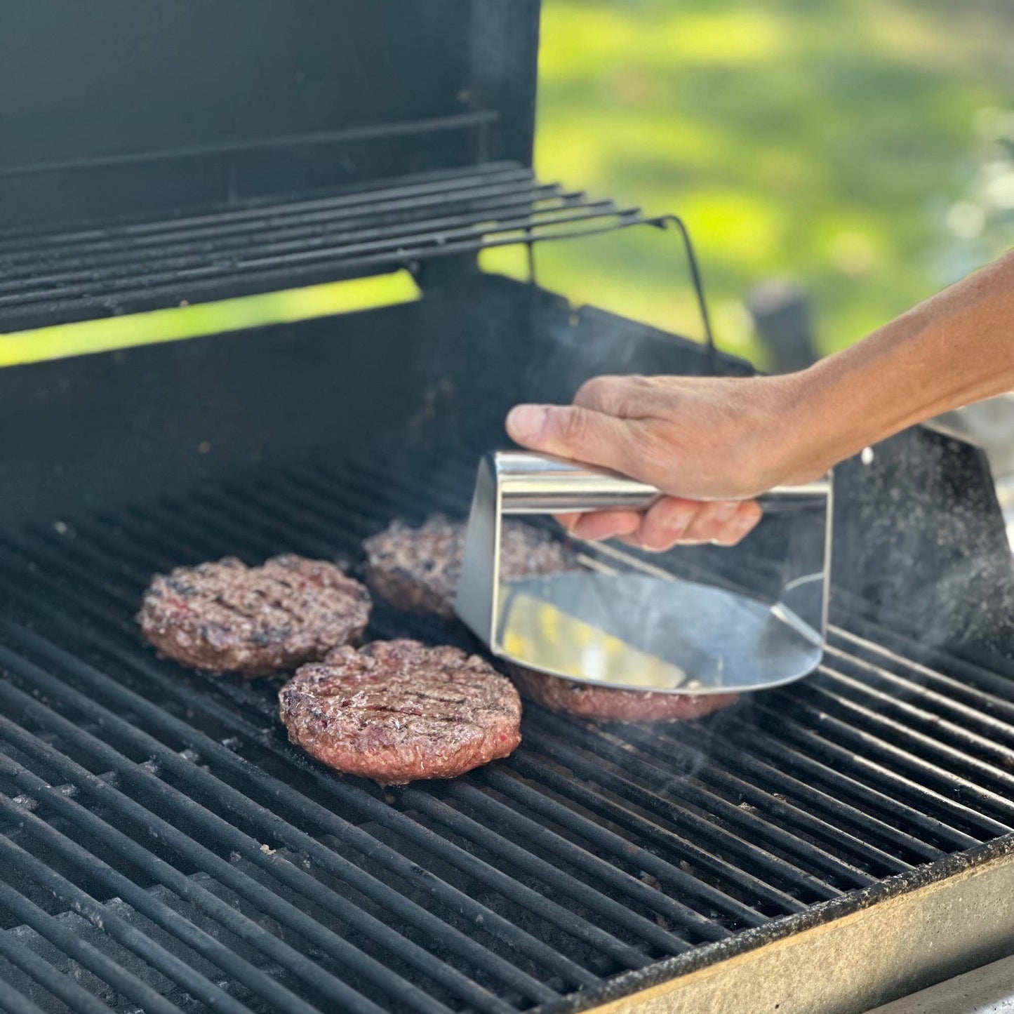 Outset Stainless Steel Burger Smasher, 5.7” x 6” x 3.15”