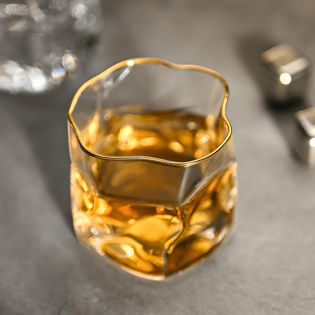 Gold Hoshi Japanese Crystal Whiskey Glass - Single