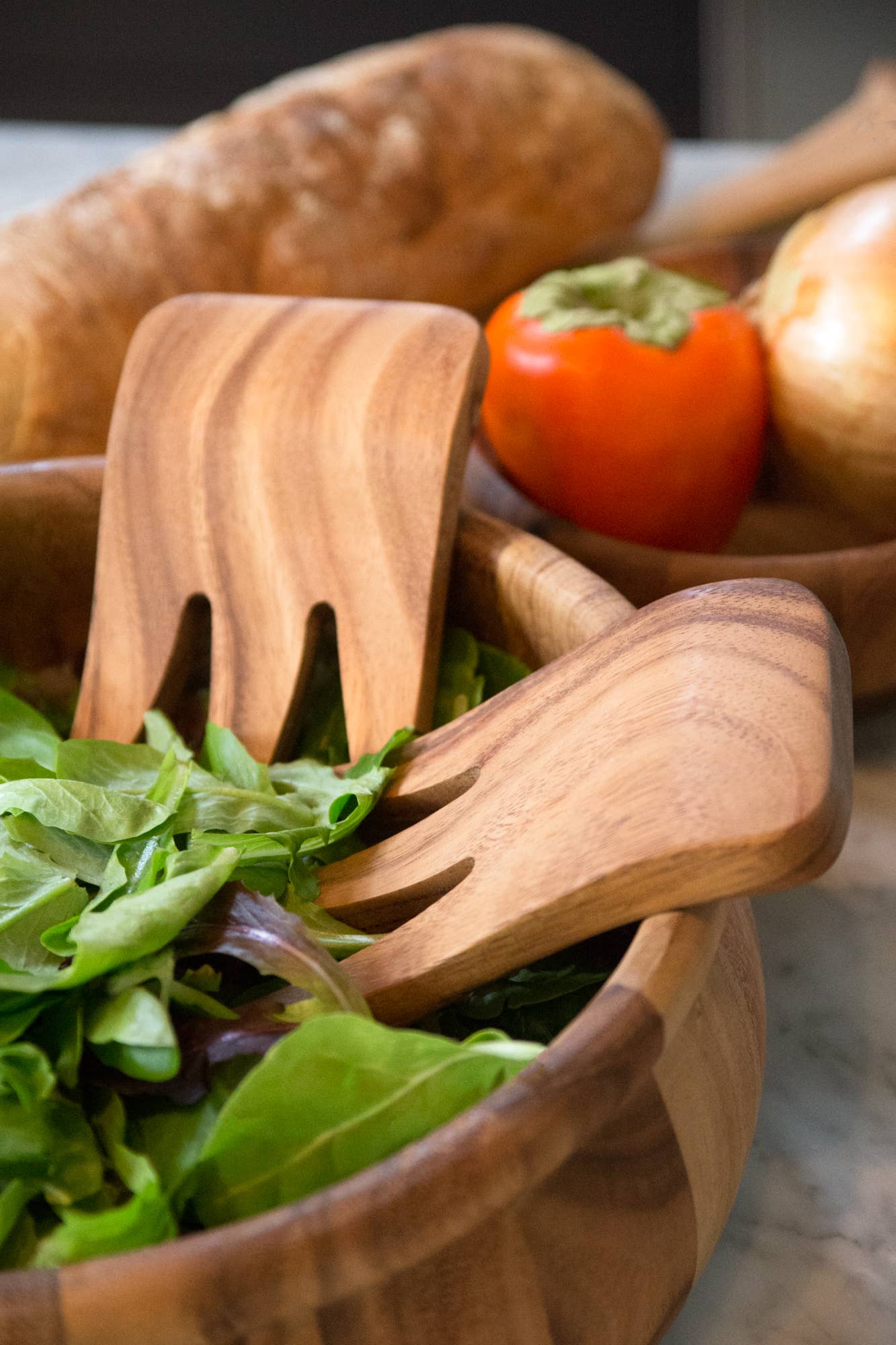 Ironwood Bear Claw Salad Servers,Acacia, Set 2,1.5"x3.75"x6"