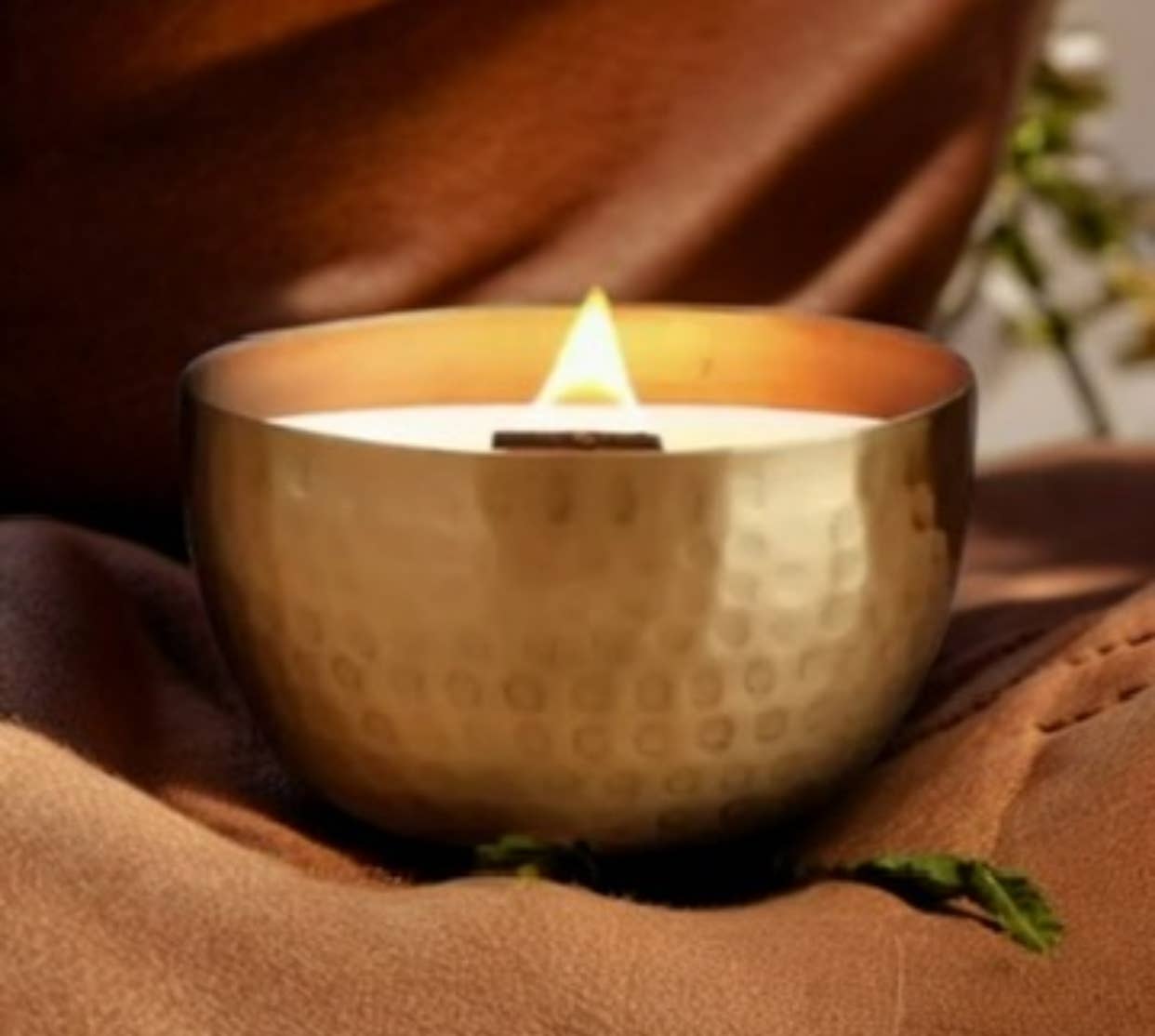 Leather & Bergamot l Solid Brass 14oz Pure Soy Candle