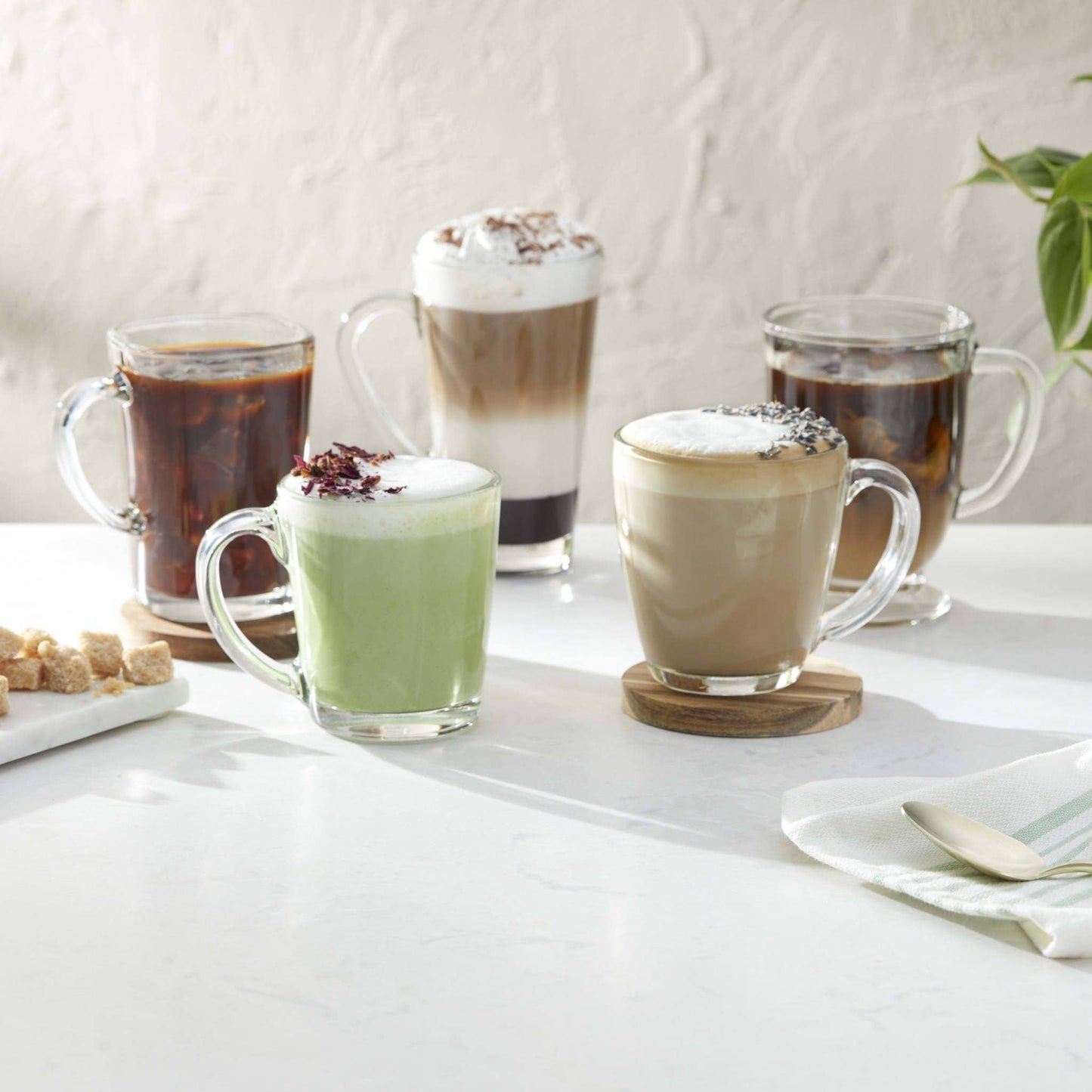 Kona Glass Coffee Mugs, 16-ounce