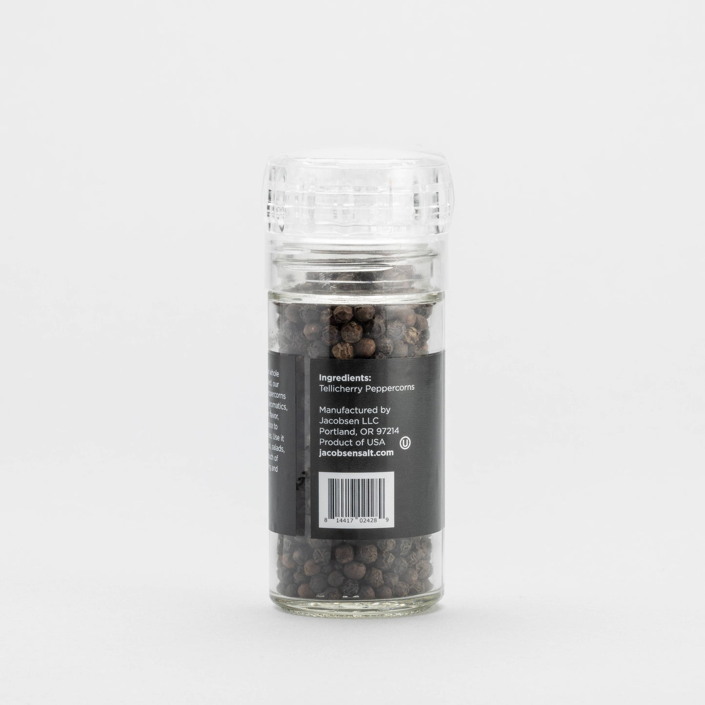 Tellicherry Peppercorn Grinder - Glass Pepper Grinder