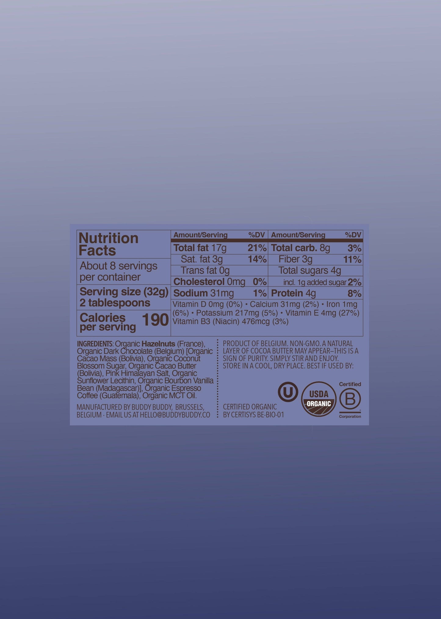 Organic Hazelnut Mocha Butter