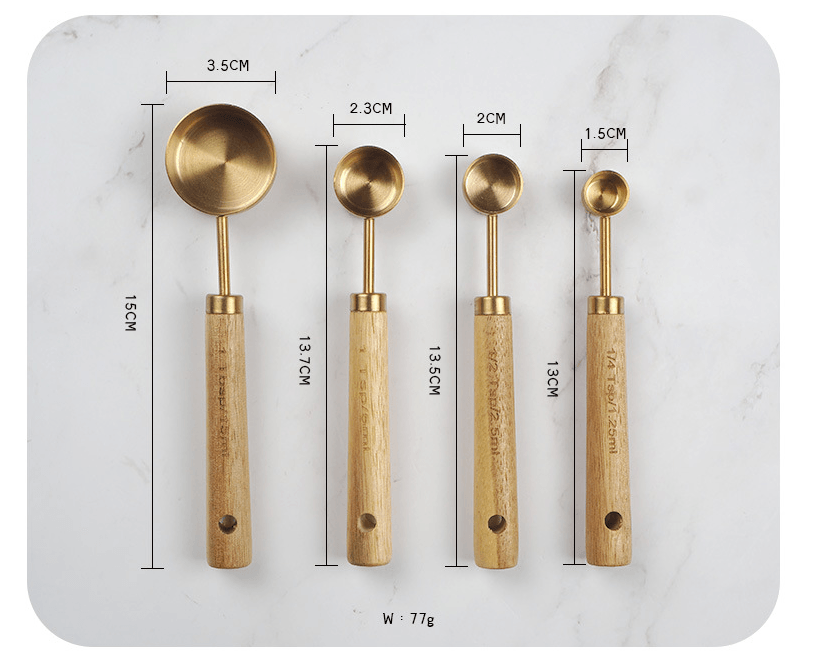 Gold Stainless Steel Measuring Cups Set