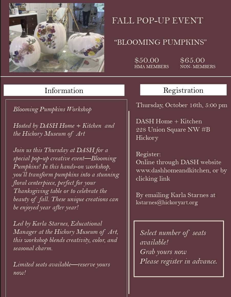Blooming Pumpkins, Thursday, October 16th, 5:00 - 7:00 pm