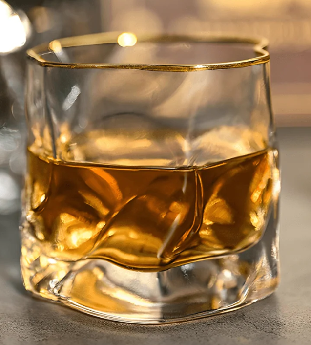 Tsuki Gold Hoshi Japanese Crystal Whisky Glass, Set of 4