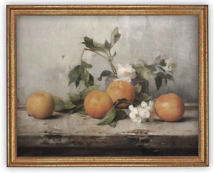 Orange and Blossom Print on Canvas