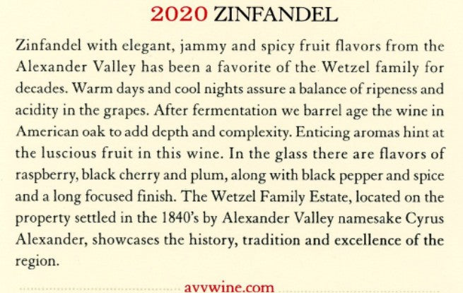 Alexander Valley Zinfandel 2020