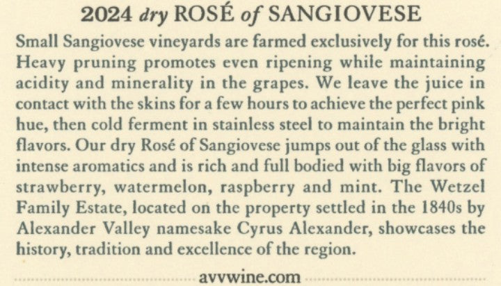 Alexander Valley dry Rosé of Sangiovese 2024