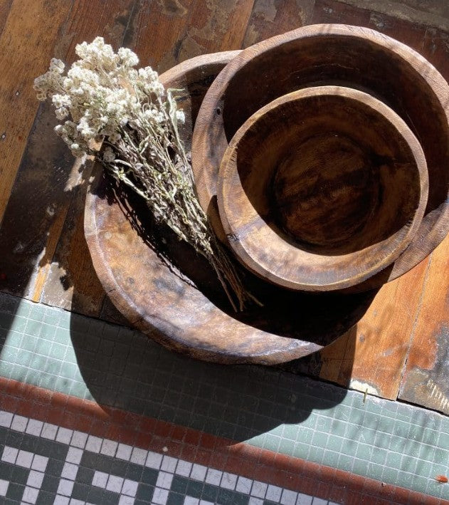 Found Dough Bowl Natural Wash Small