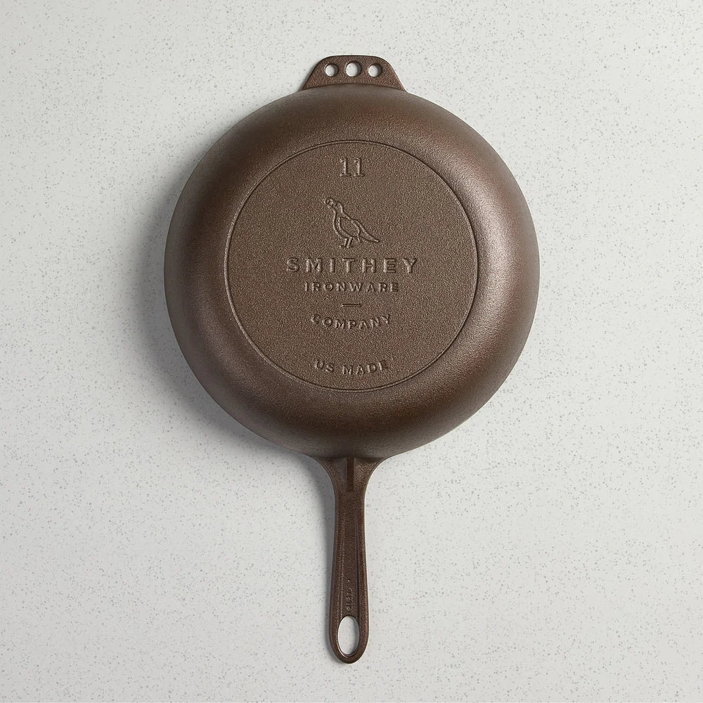 Smithey Ironware Cast Iron No. 11 Deep Skillet + Lid