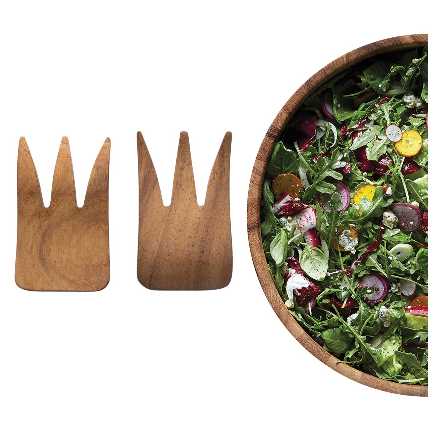 Ironwood Bear Claw Salad Servers,Acacia, Set 2,1.5"x3.75"x6"