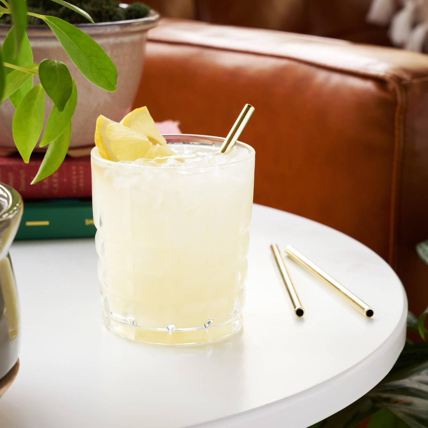 Belmont™ Reusable Gold Plated Lowball Straws Set of 6