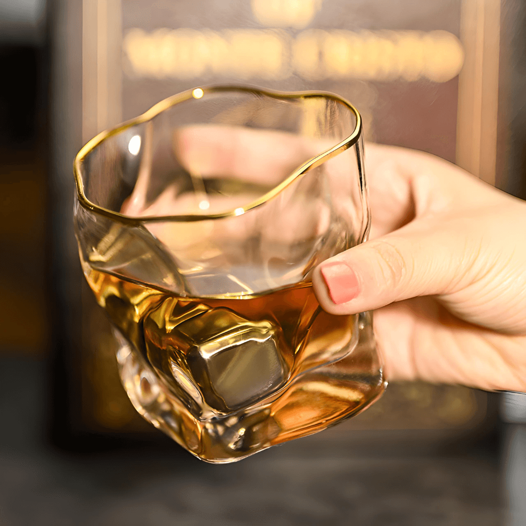 Gold Hoshi Japanese Crystal Whiskey Glass - Single
