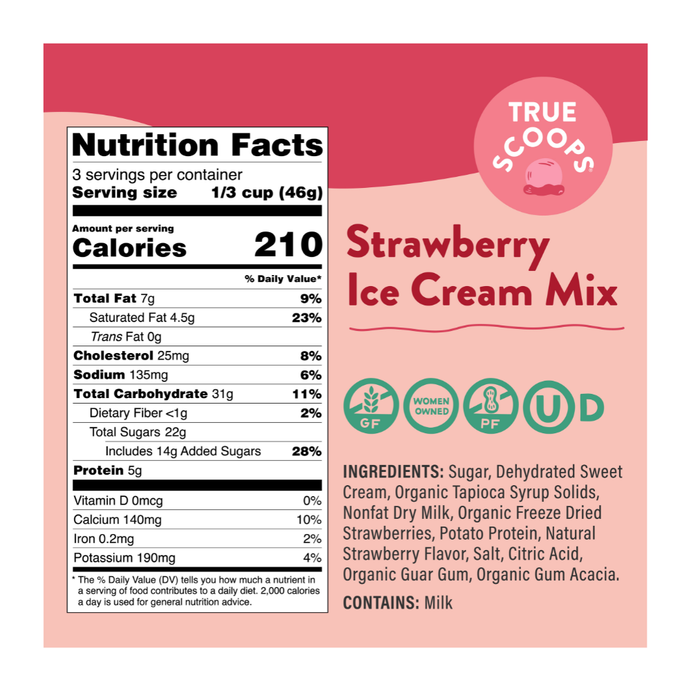 True Scoops Strawberry Ice Cream Mix