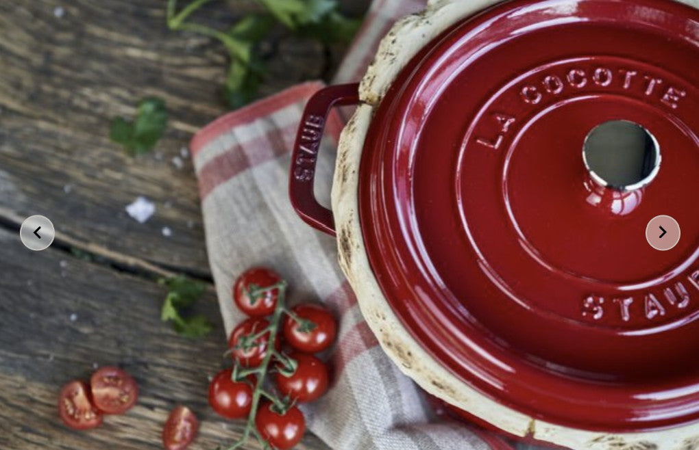 STAUB 4 qt, Round, Cocotte, Cherry