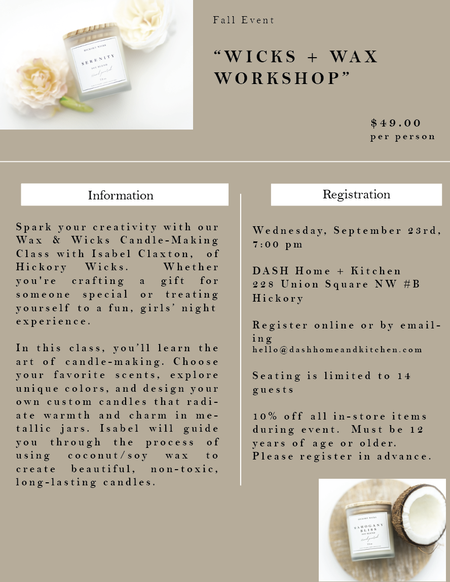 烛芯 + 蜡烛工坊 - 2月24日星期二晚上7:00