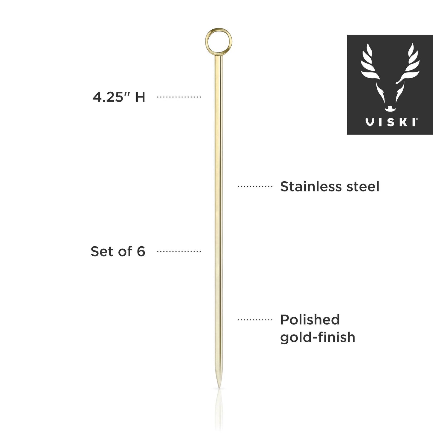 Belmont™ Reusable Gold Plated Cocktail Picks Set of 6