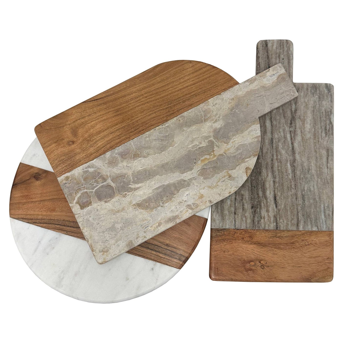 Round Marble & Acacia Charcuterie Board