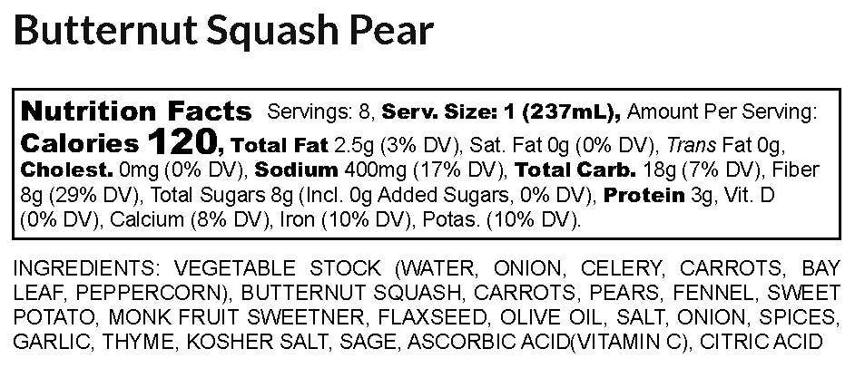 Butternut Squash Pear Soup 64 oz