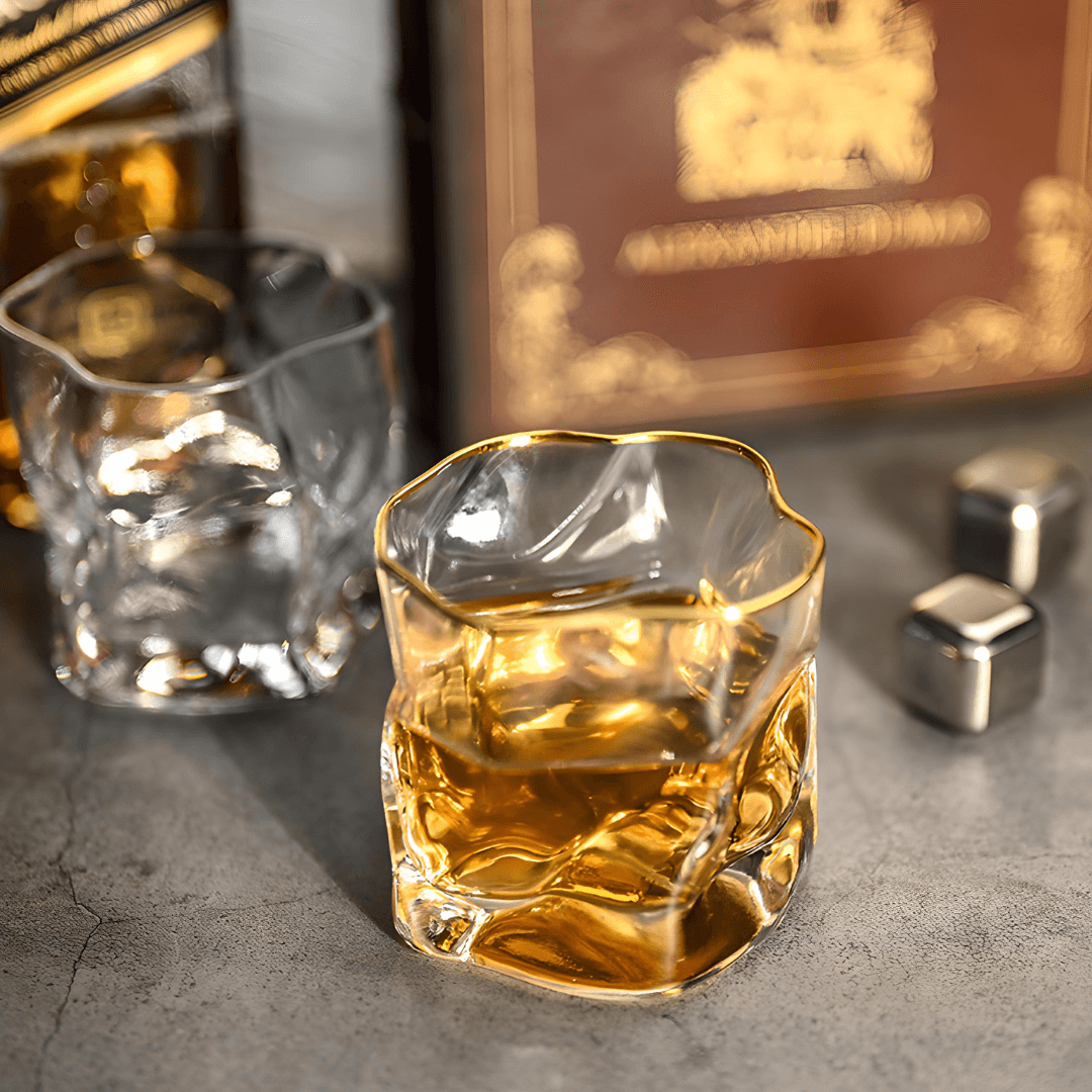 Gold Hoshi Japanese Crystal Whiskey Glass - Single