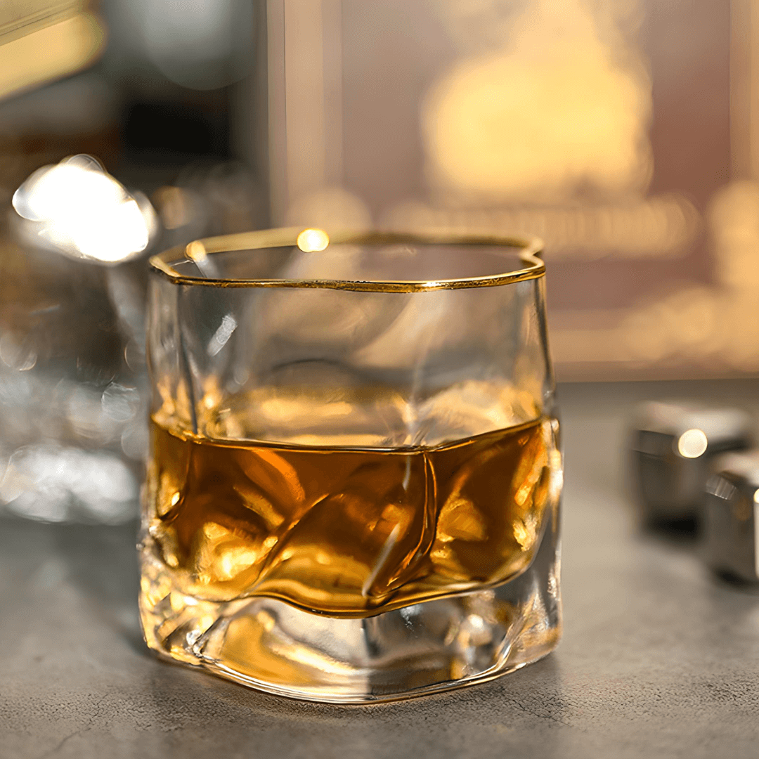 Gold Hoshi Japanese Crystal Whiskey Glass - Single
