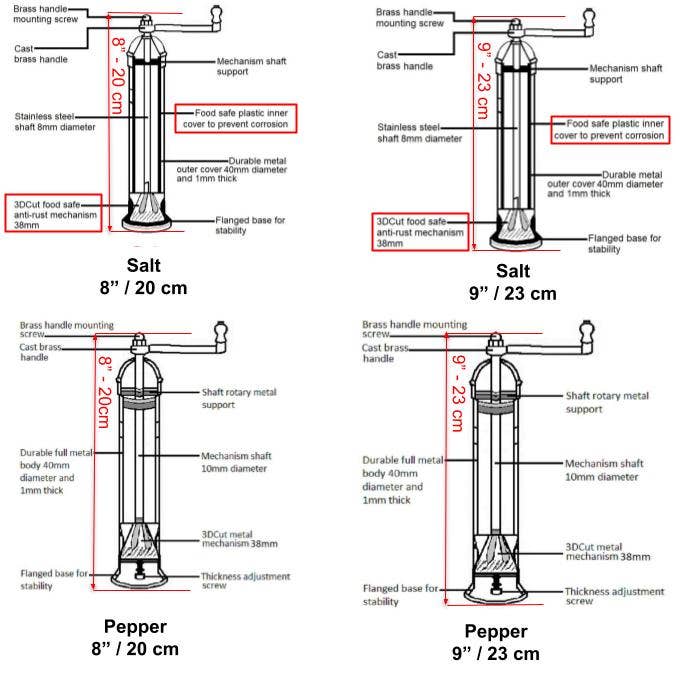 Brass Mill - 8" Salt Grinder