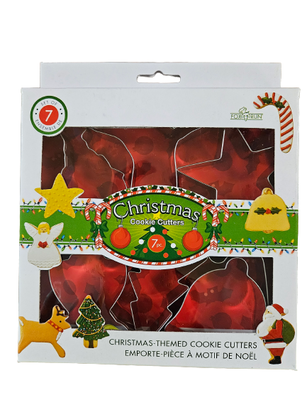 Fox Run Christmas Cookie Cutters, Set of 7, 1" x4.25" x3.5"