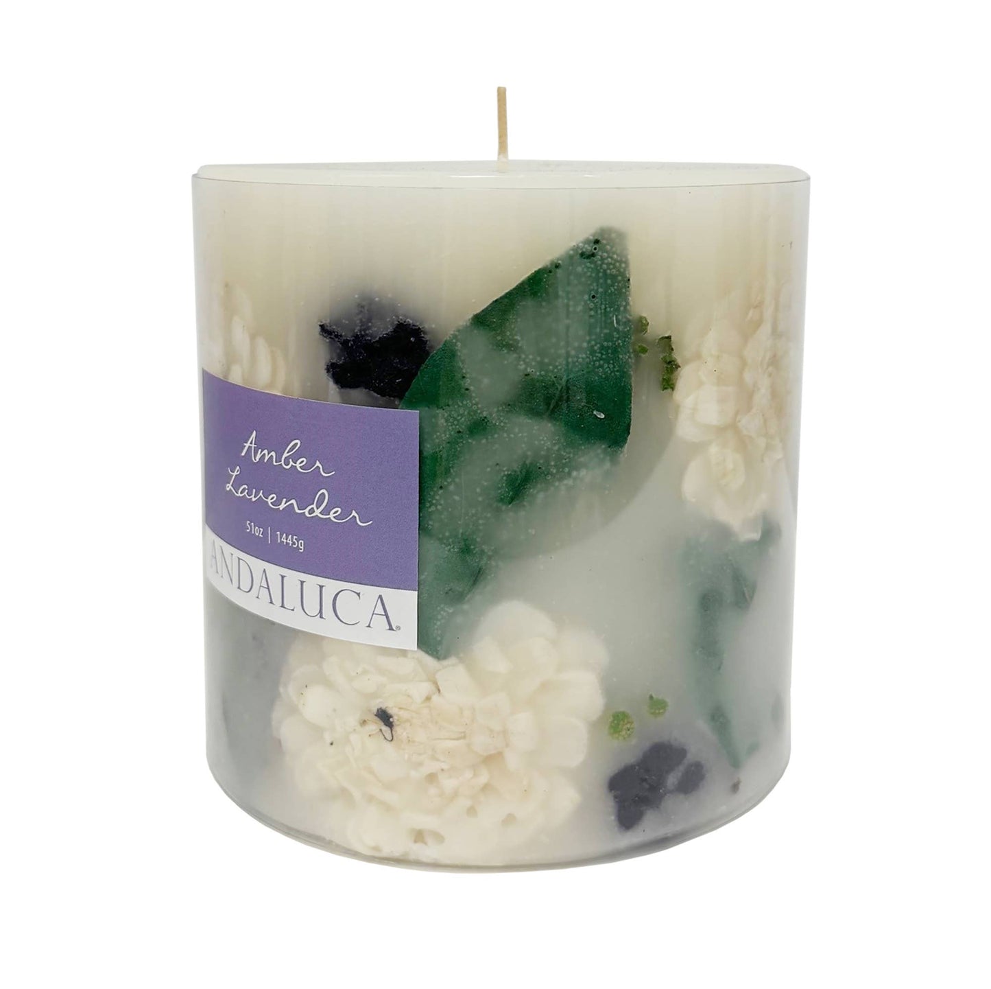 Amber Lavender Botanical Pillar Candle