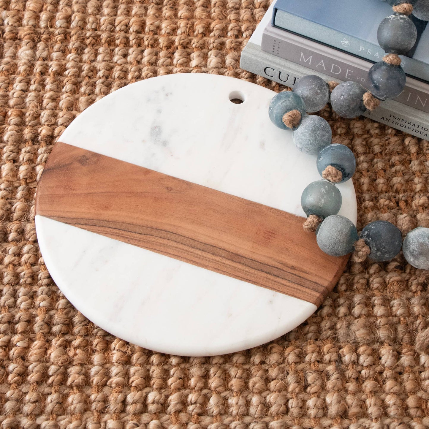 Round Marble & Acacia Charcuterie Board