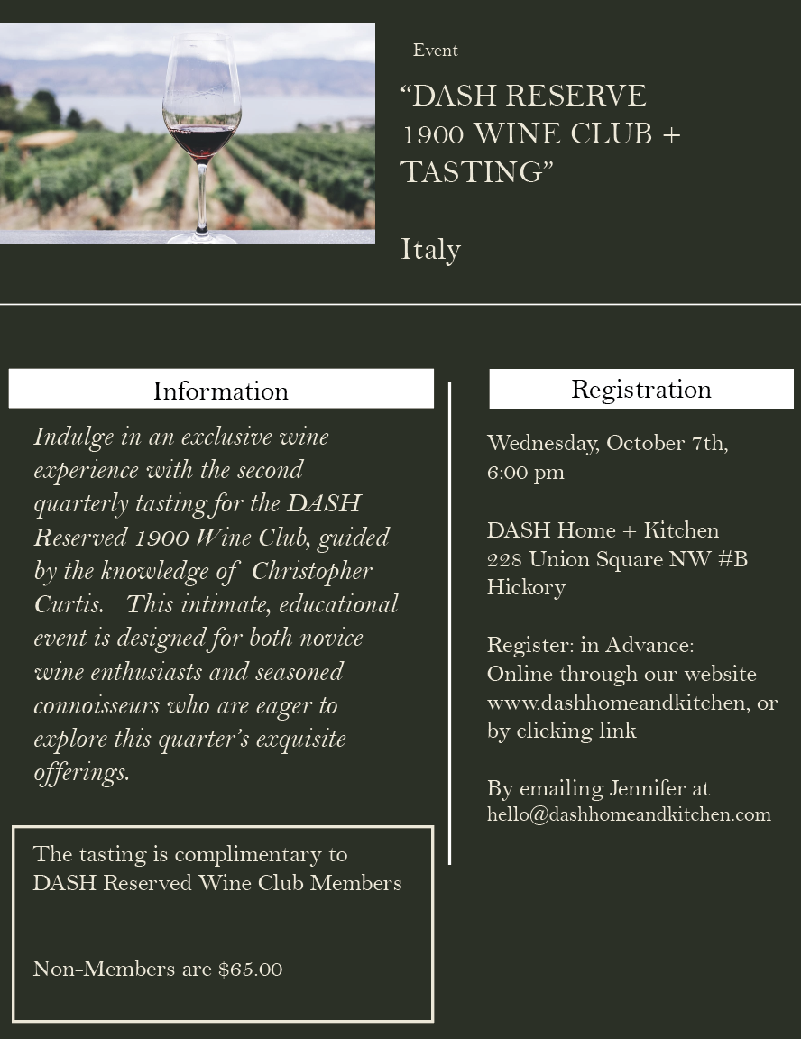 Dégustation de vins DASH Réservé, mardi 7 avril 2026, 18 h 00