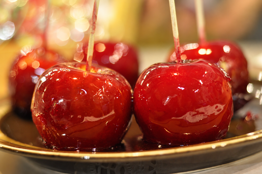 red coated candy apples