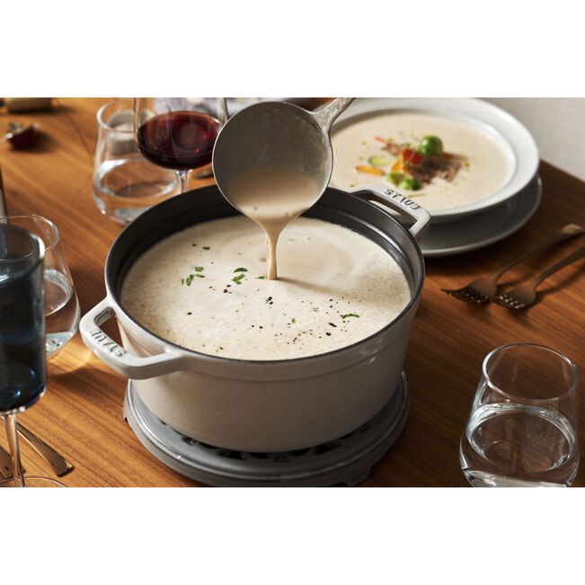 7 qt, Round, Cocotte, White Truffle