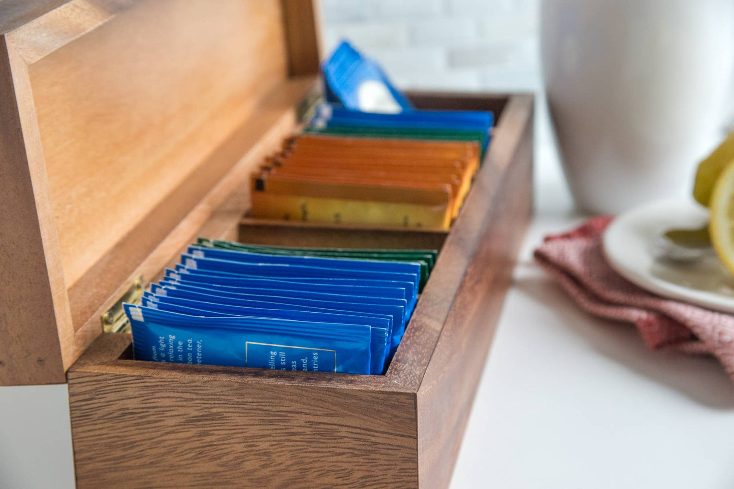 Ironwood Townhouse Tea Box, Acacia, 14.25" x 4" x 3.5"