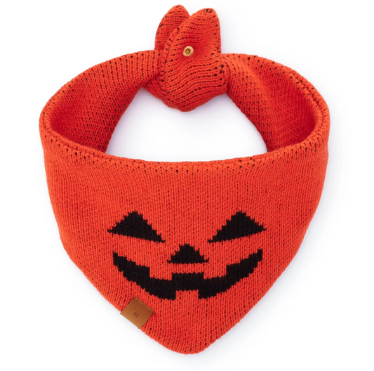 Jack-o’-Lantern Knit Dog Bandana