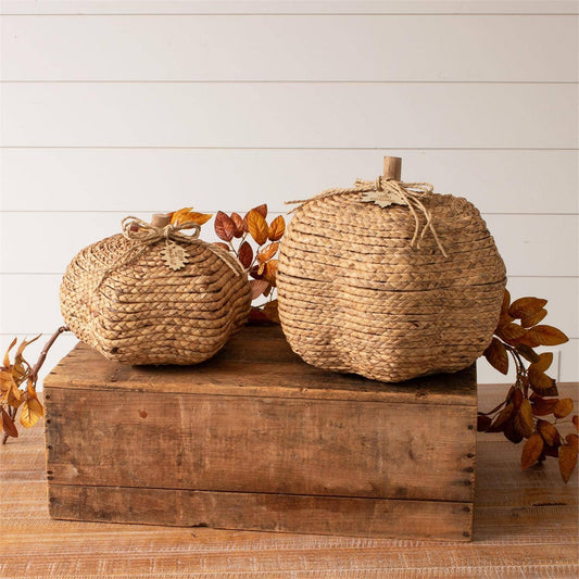 Woven Hyacinth Nested Pumpkins - set of 2