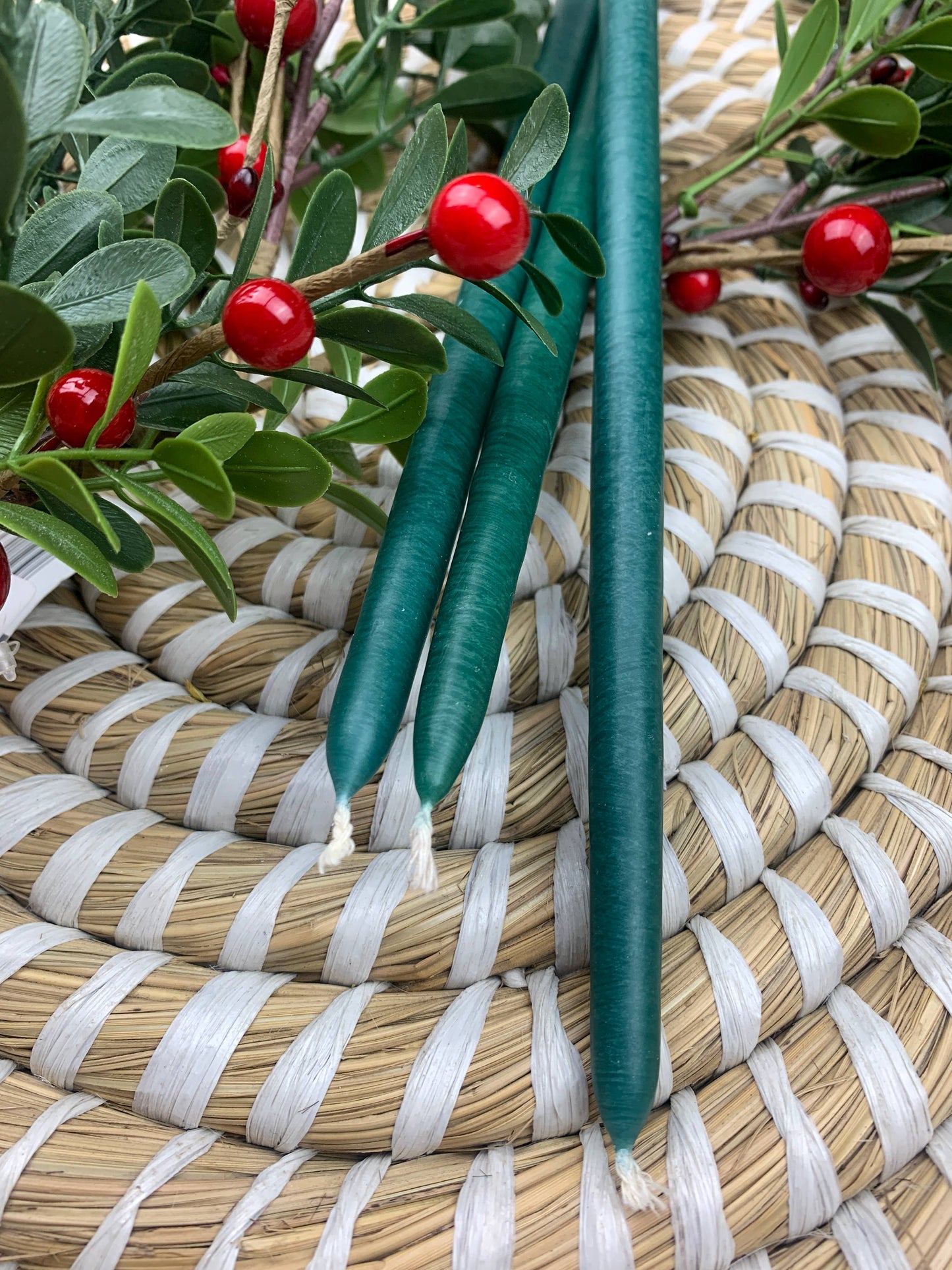 Skinny Tapered Candles - Christmas Green