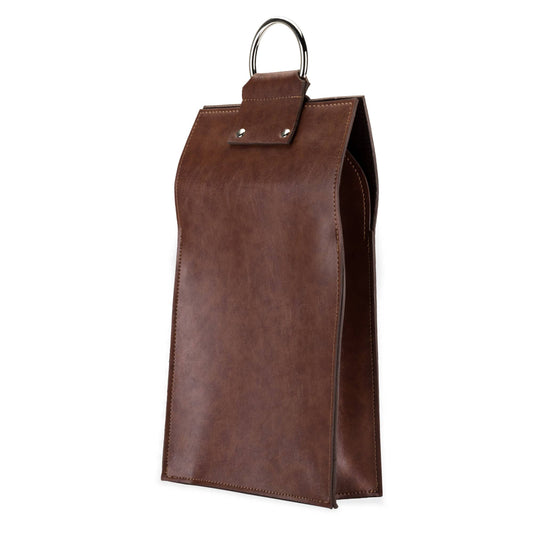 Faux Leather Double Bottle Brown Wine Tote