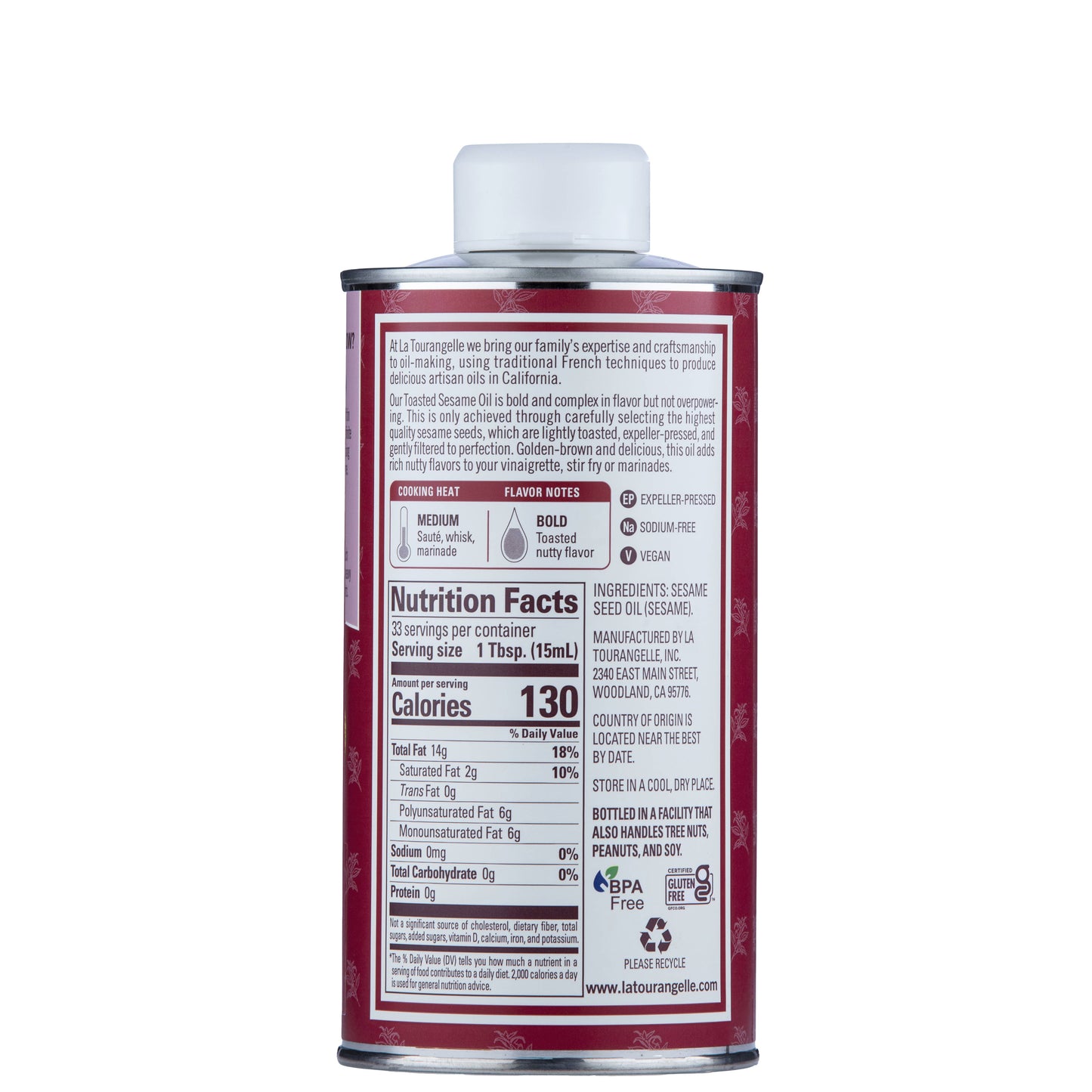 La Tourangelle Toasted Sesame Oil, 16.9 Fl Oz - 6 Units
