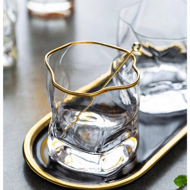 Gold Hoshi Japanese Crystal Whiskey Glass - Single