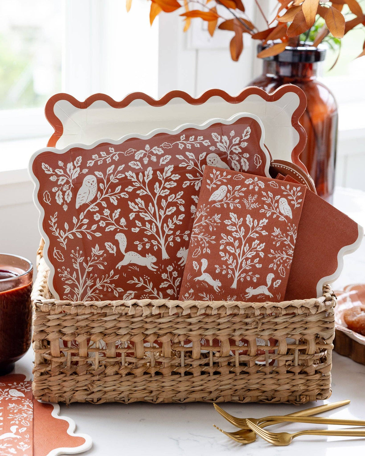 Scalloped Rust Paper Plates