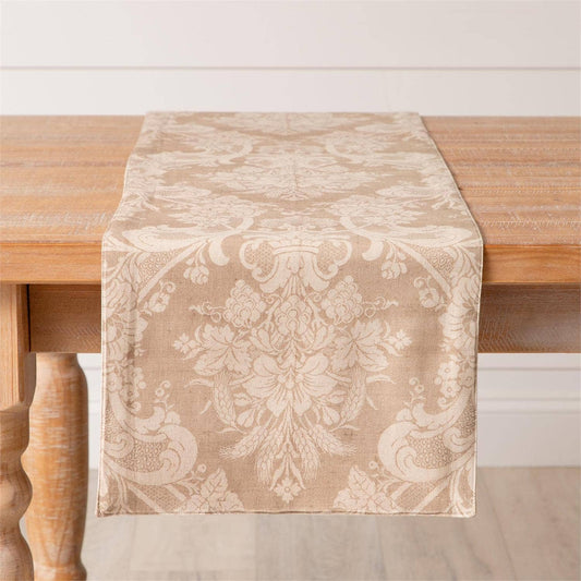 Table Runner - Vintage Inspired Print, Taupe