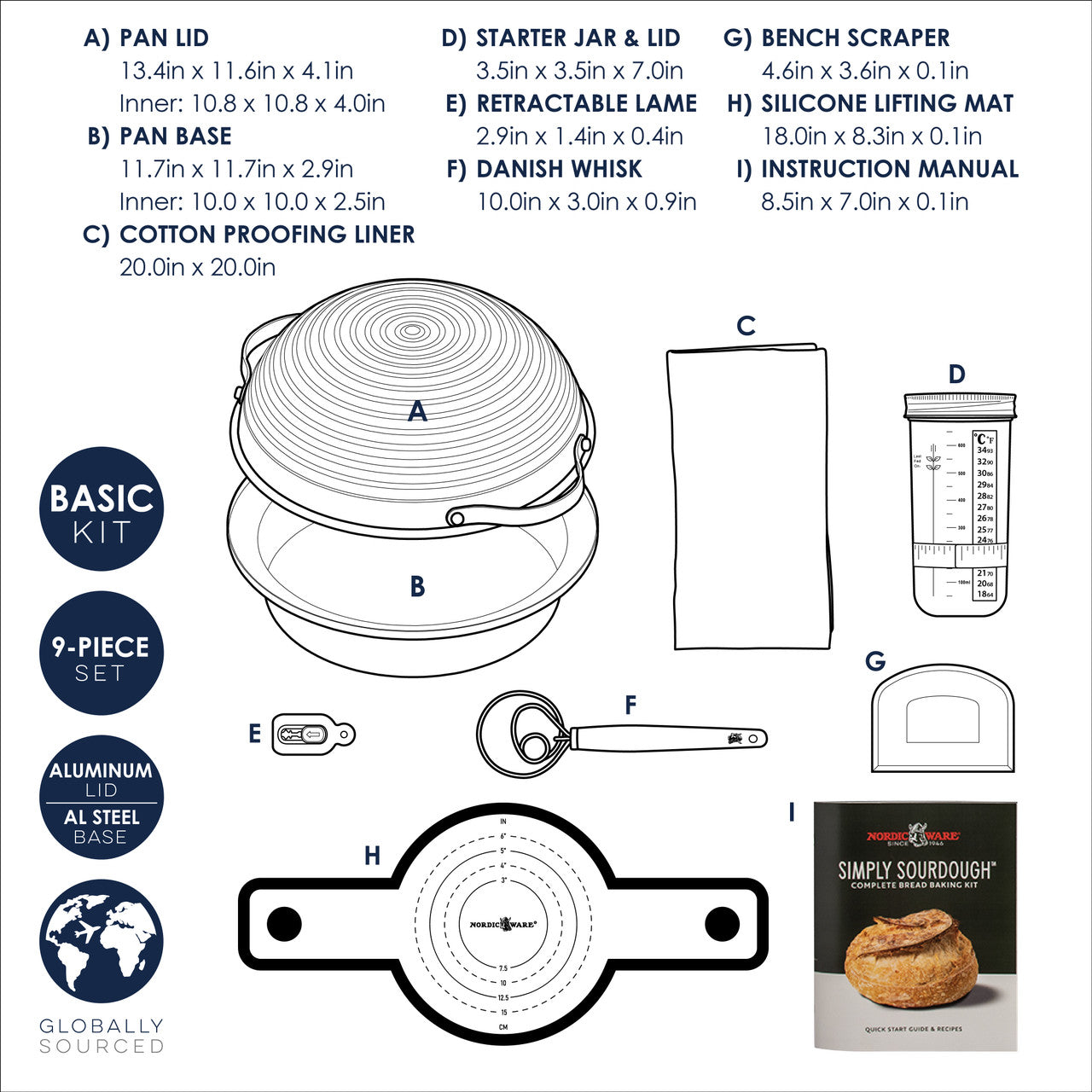Basic 9-Piece Simply Sourdough Bread Baking Kit