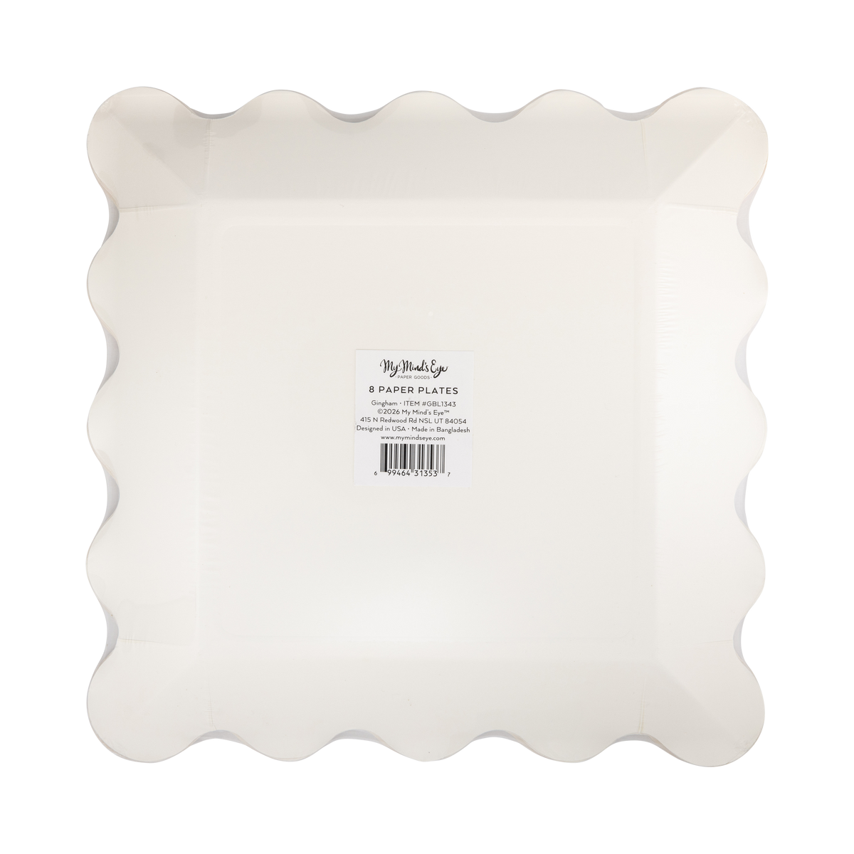 Rust Gingham Scalloped Square Paper Plates