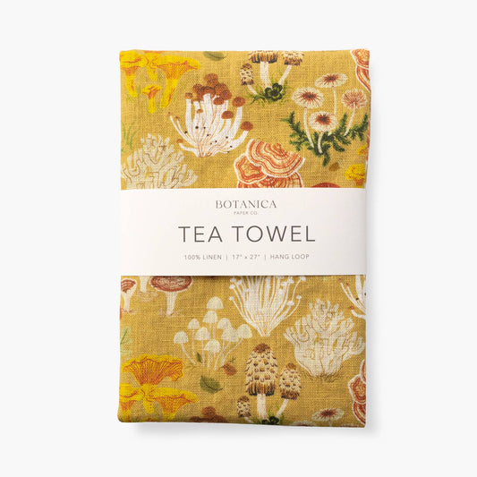 Linen Tea Towel in Mushrooms - Botanica Paper